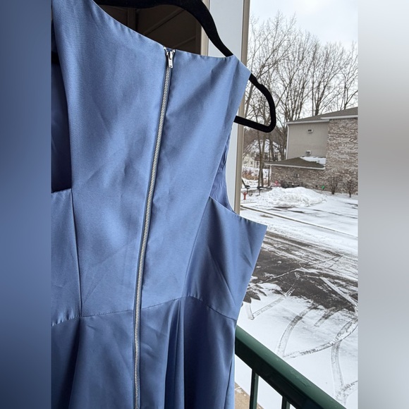 🆕 🦋Adrianna Papell Blue Frost Mikado High Low Gown Fit&Flare Dress Size 16 Party - Picture 10 of 17